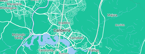 Map showing the location of Galaxy Plumbing Services in North Canberra ACT