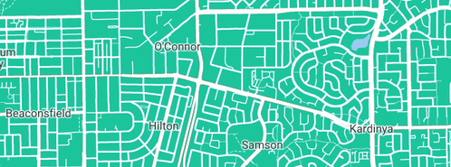 Map showing the location of Accord Plumbing & Gas in O'Connor, WA 6163