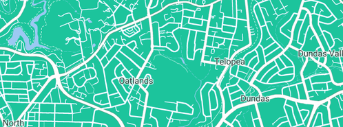 Map showing the location of Wilson J & M Plumbing Pty Ltd in Oatlands, NSW 2117