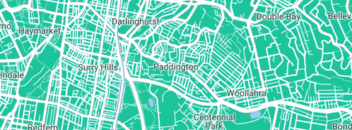 Map showing the location of bound Plumbing Draining Gasfitting Roofing in Paddington, NSW 2021