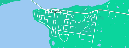 Map showing the location of San Remo Plumbing Service in San Remo, VIC 3925