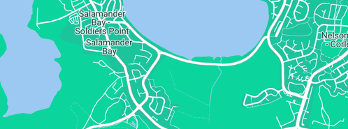 Map showing the location of Pillars Plumbing and Gas Services in Salamander Bay, NSW 2317