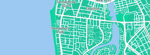 Map showing the location of Adelaide West Hot Water and Plumbing in Semaphore Park, SA 5019