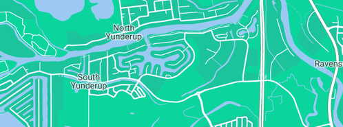 Map showing the location of Harris Excavations in South Yunderup, WA 6208