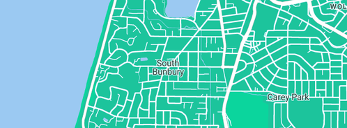 Map showing the location of Leak Search in South Bunbury, WA 6230