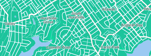 Map showing the location of Able Plumbing & Guttering in South Hurstville, NSW 2221