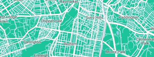 Map showing the location of AAA complete plumbing in Strawberry Hills, NSW 2012