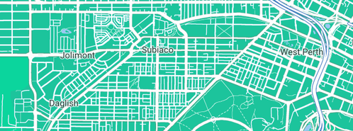 Map showing the location of Plumbest in Subiaco, WA 6008